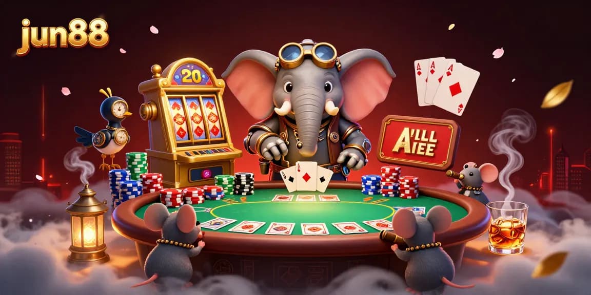 Experience winning at jun88 with steampunk-themed 3D characters and vibrant casino elements.