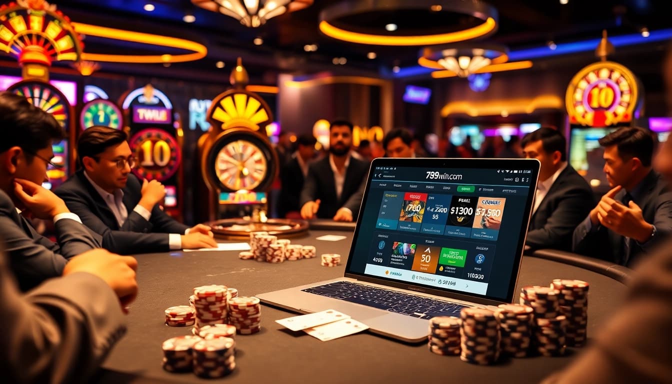 Engaging players placing strategic bets on 789win.com with dynamic poker chips and roulette wheel