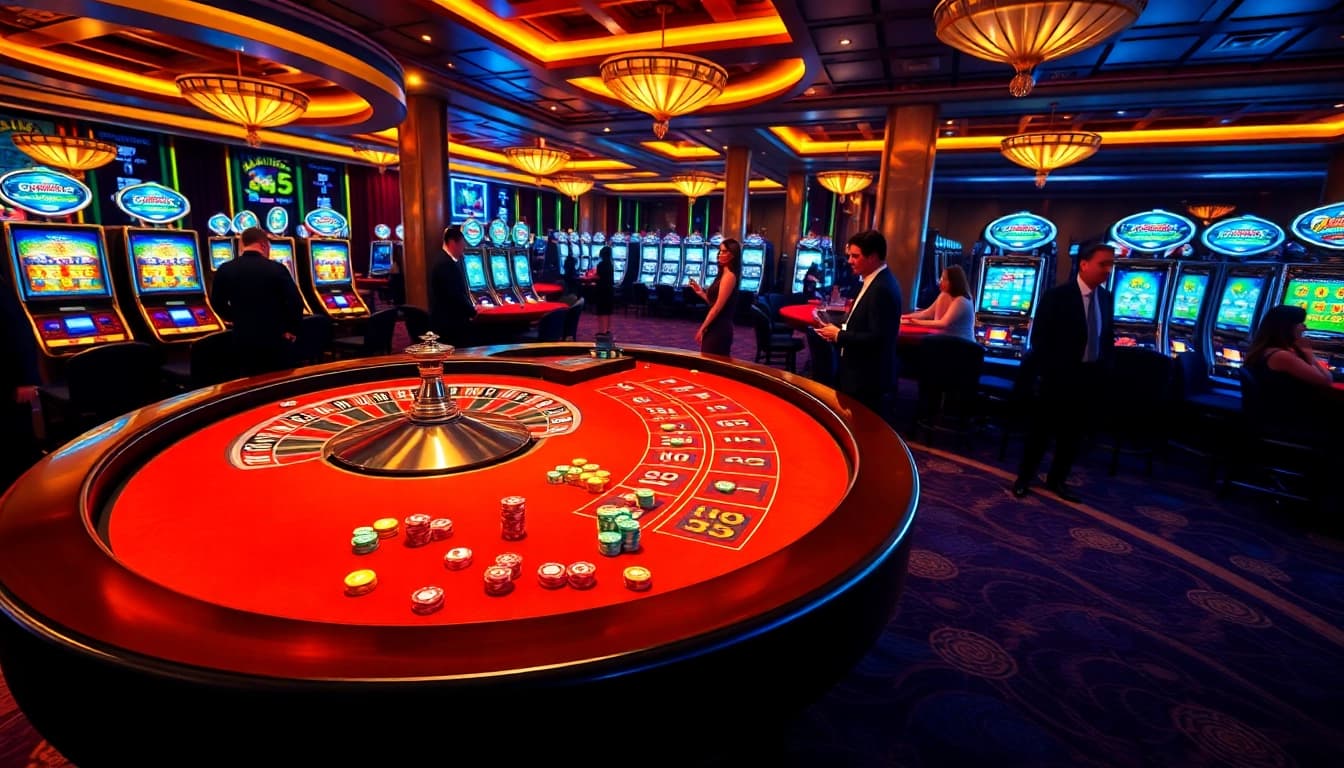 Experience the excitement of go88 at a luxurious casino game table with poker chips and roulette.
