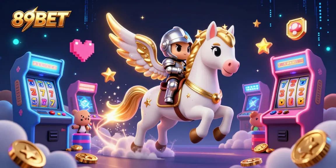 Join the excitement at 89BET with an immersive 3D casino adventure illustration featuring vibrant gaming elements.