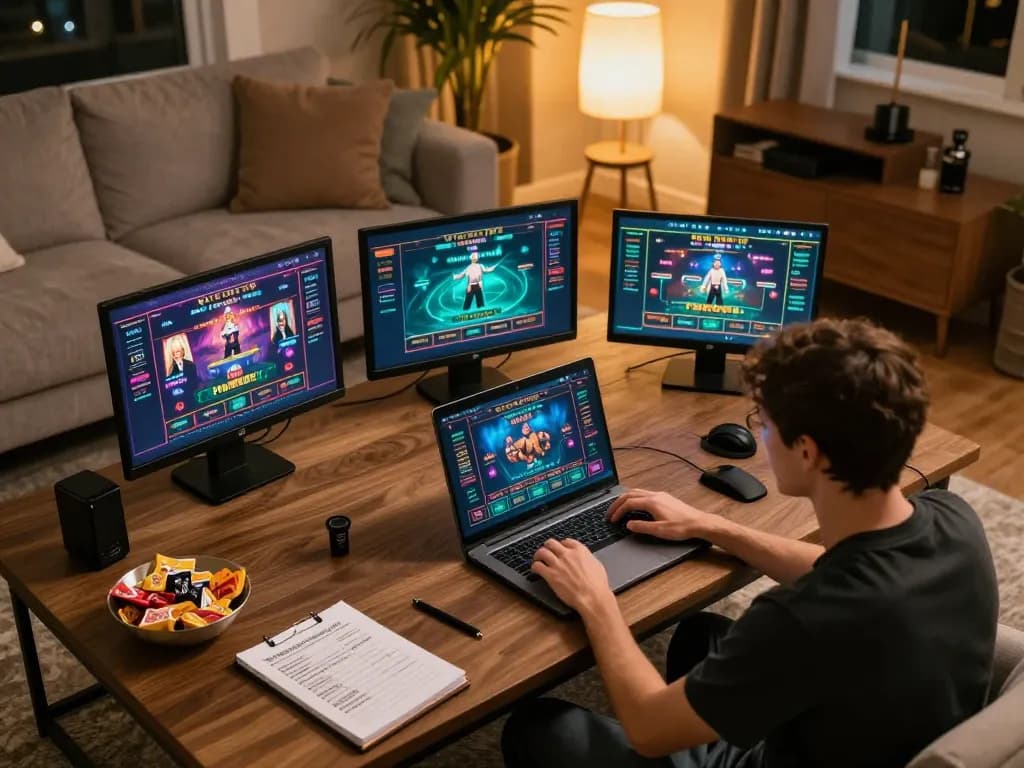 Engaging in thrilling online gambling gameplay through Wala88 platform from a cozy home setup