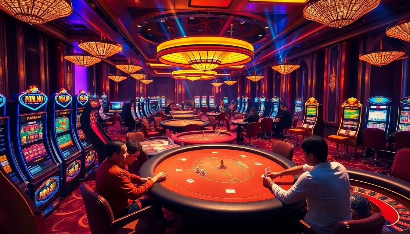 Exciting casino scene showcasing players engaged in games, highlighting say88 gaming experiences.