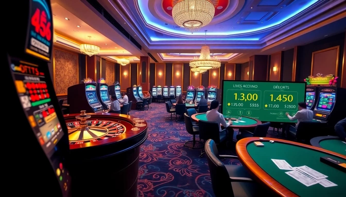 Nạp tiền 69VN enables instant deposits at vibrant casino tables, showcasing players and gaming excitement.
