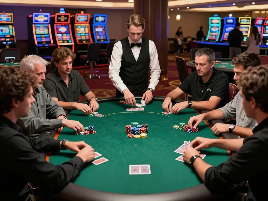 Engaged poker players strategizing at https://888now.cfd/ during a competitive game night