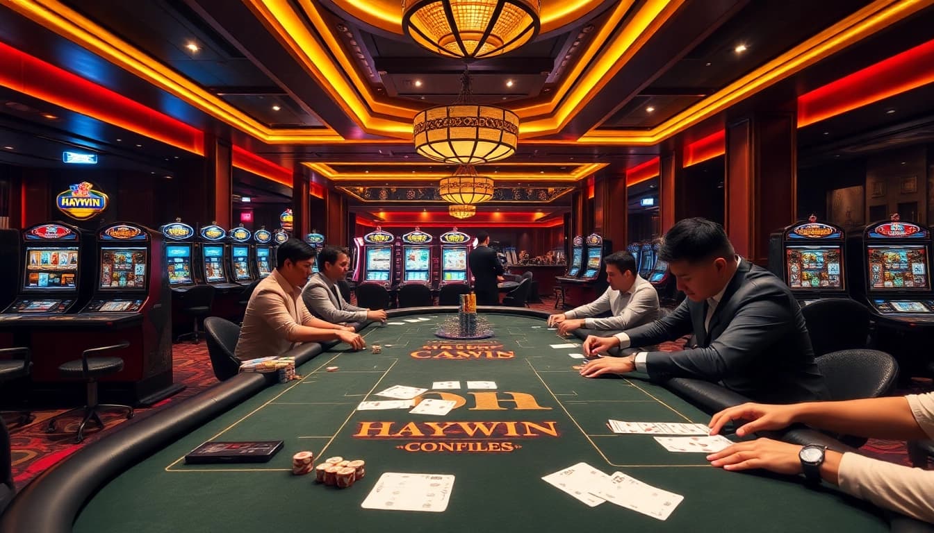 Experience the excitement of Haywin with players at a vibrant casino table.