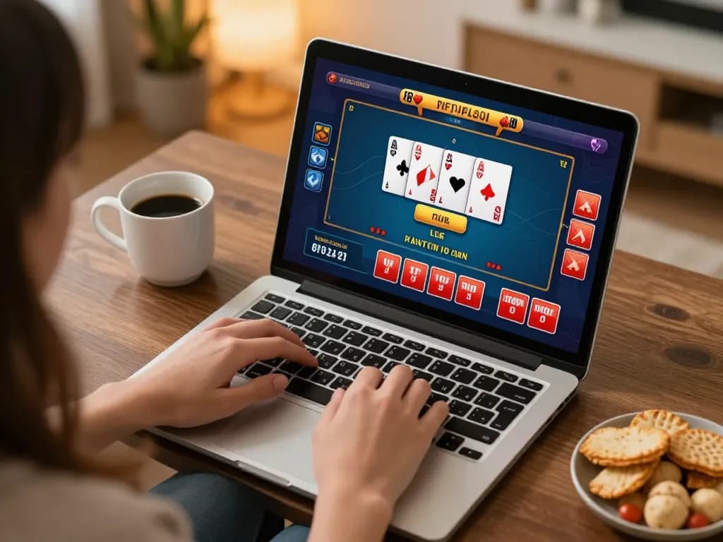 Player strategizes with 23win online casino from home, engaging in live dealer games.