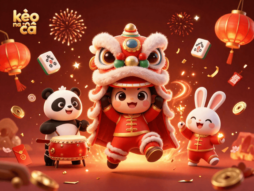 Engaging kèo nhà cái scene featuring vibrant lion dance and festive elements.