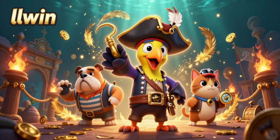 Experience excitement at llwin with 3D pirate-themed casino adventure illustration featuring vibrant characters and gaming elements.