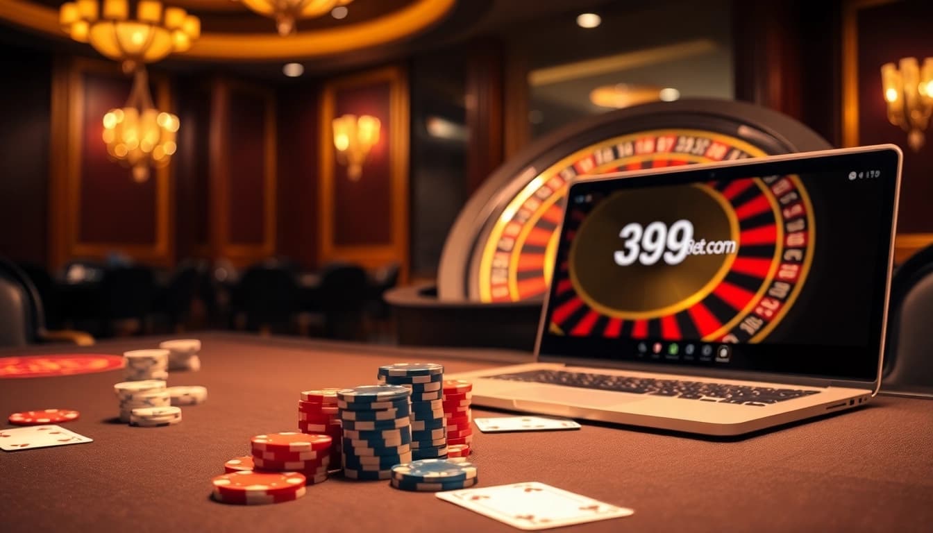 Engage in thrilling gaming experiences at 399Bet.com with luxurious casino elements and vibrant energy.