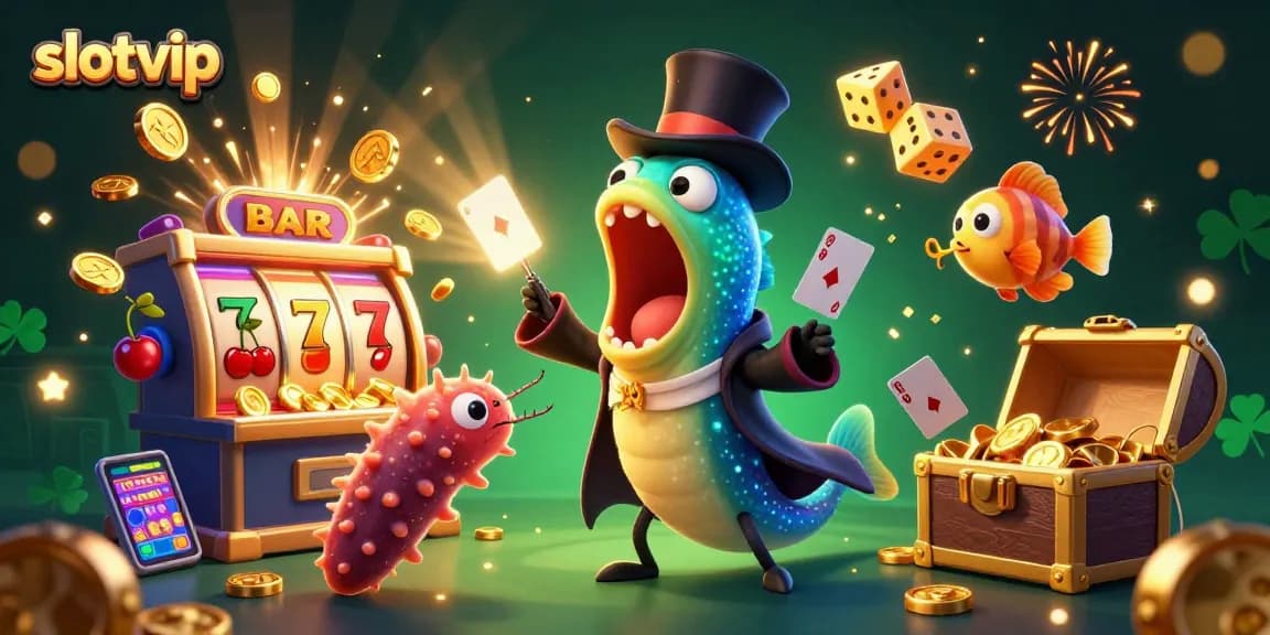 Experience the thrill with slotvip's vibrant online casino scene featuring unique characters and dynamic game elements.