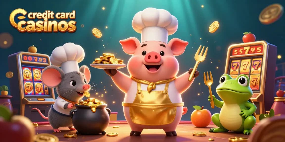 Experience engaging action at credit card casinos with delightful characters and vibrant slot games.