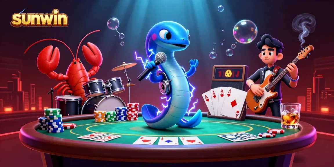 Experience the thrilling action at the sunwin underwater casino with vibrant characters and poker elements.