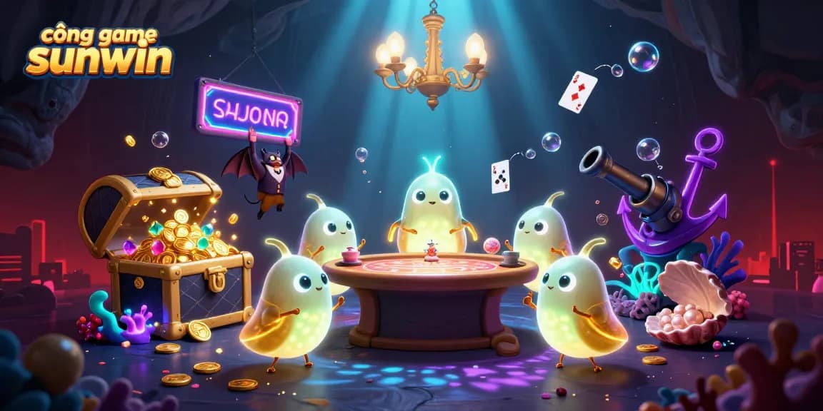 Play exciting games at cổng game sunwin, featuring vibrant glowworms and a bat dealer.