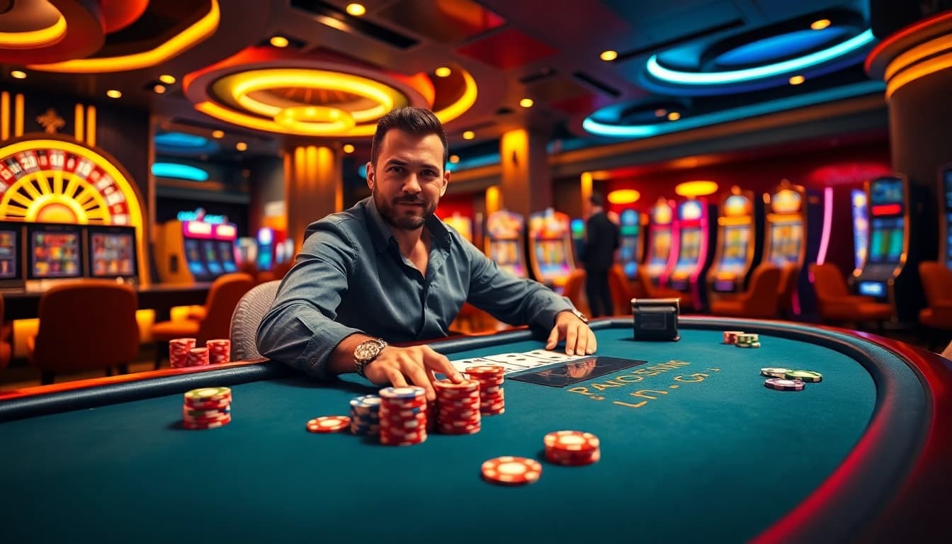 Engaging poker play at a luxurious casino scene representing gaming excitement from https://789betg.com/.