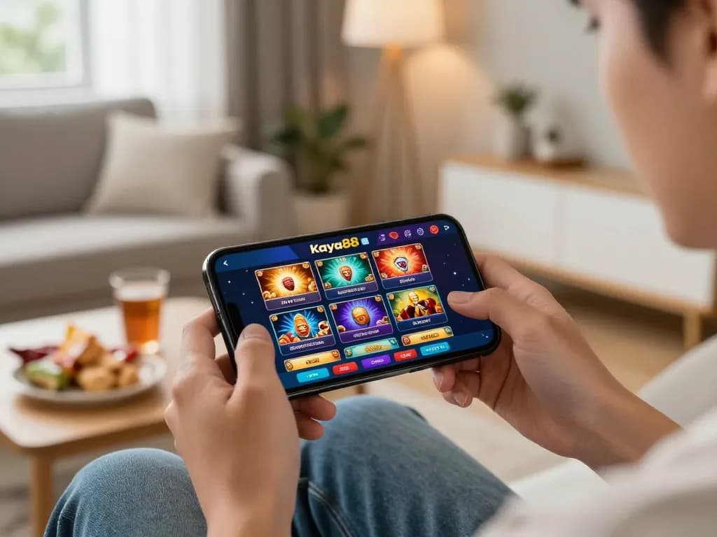 Kaya88 ewallet app in use on smartphone during an engaging online gaming session.