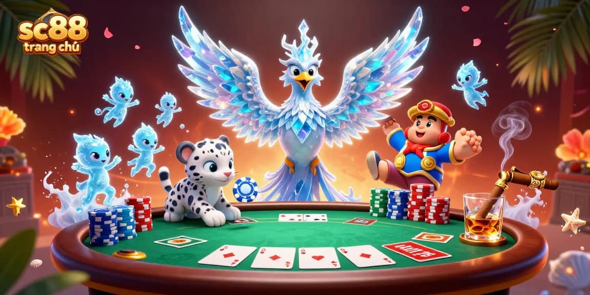 Experience the excitement of sc88 trang chủ with an enchanting 3D casino illustration featuring vibrant game elements.