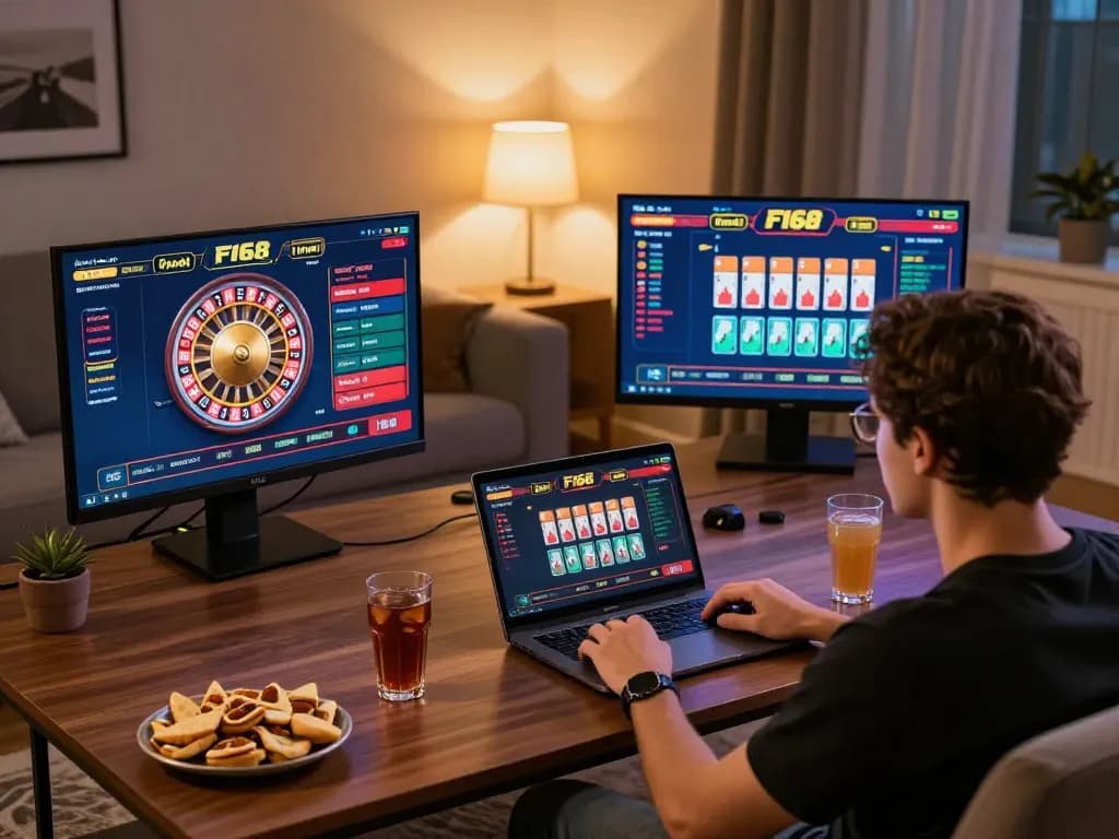 Experience F168 online gaming with a warm home setup, featuring live dealer excitement and strategic gameplay.