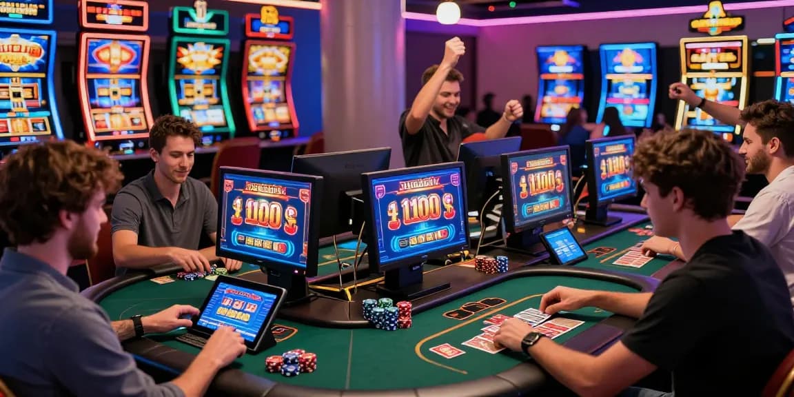 Engaging online casino scene at https://saintnicolasplace.co.uk featuring players enjoying games with vibrant graphics and an exciting atmosphere