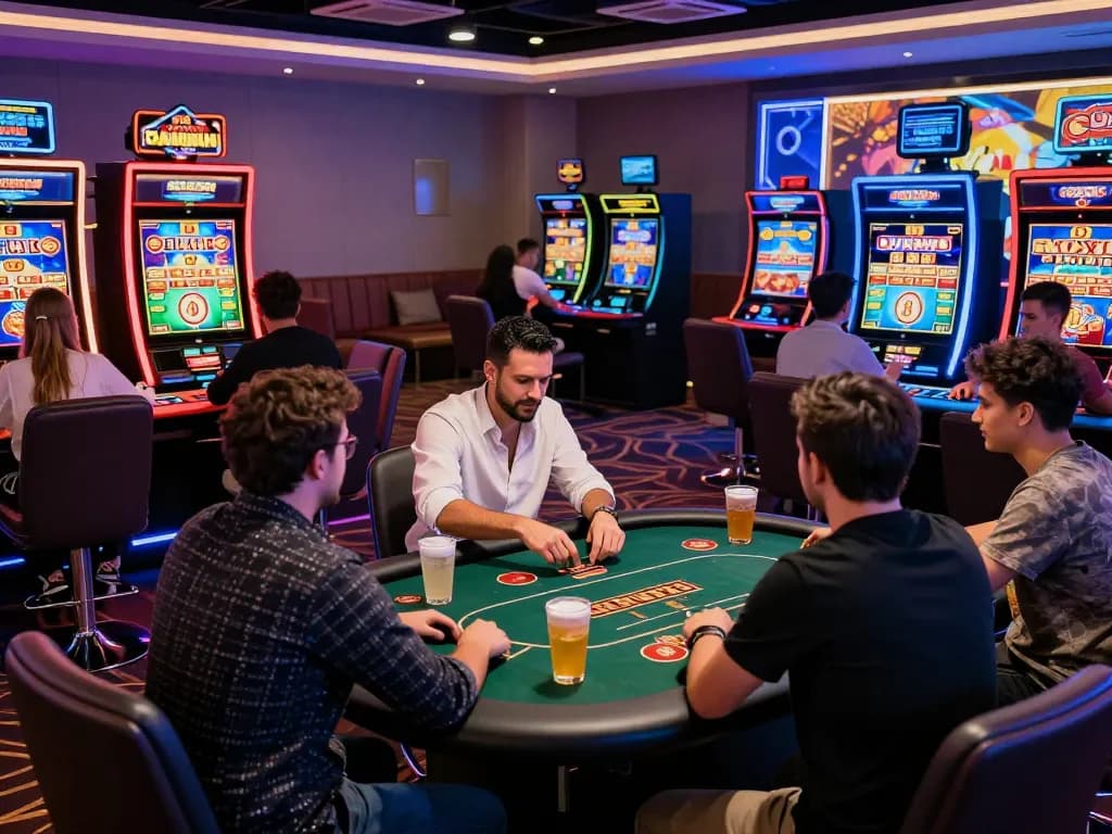 Exciting gem88 online casino scene with diverse players engaged in vibrant gaming.