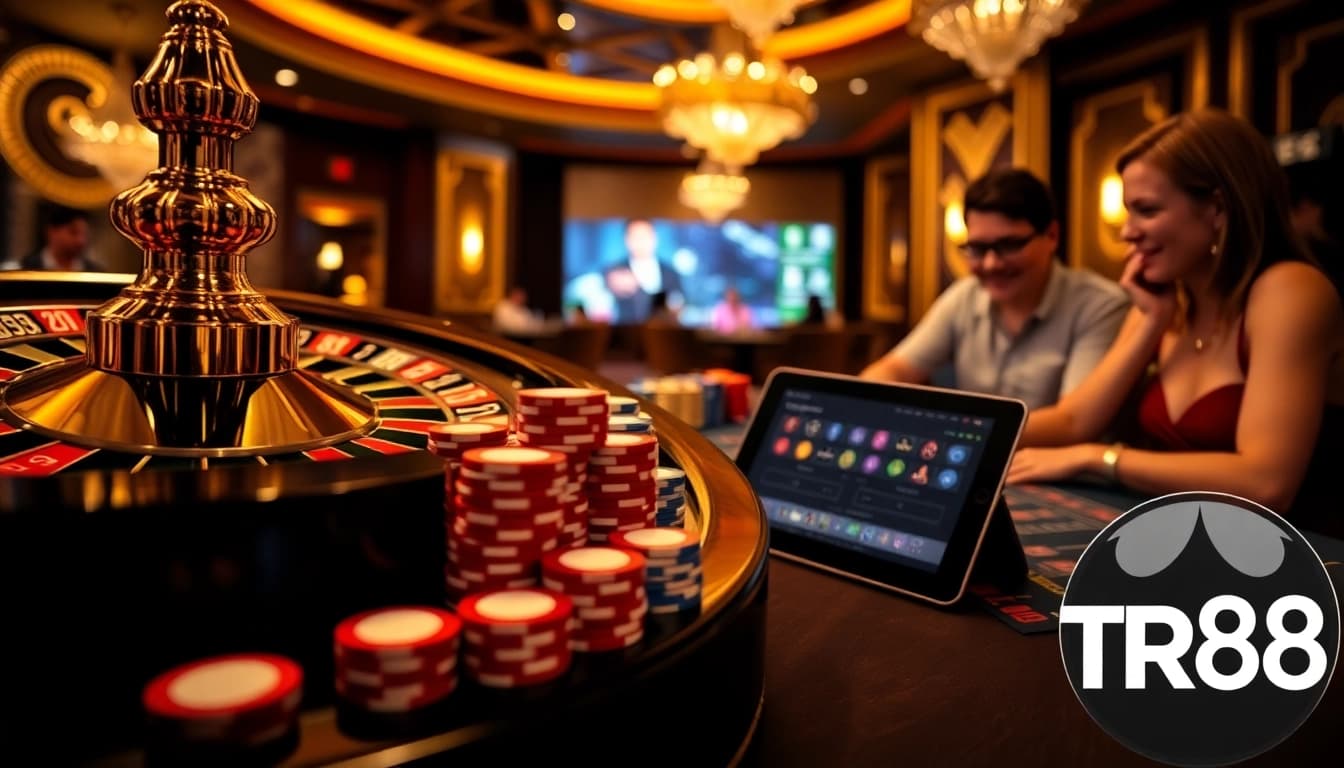 Engaging players enjoy luxury gaming at TR88 casino, featuring roulette and poker.
