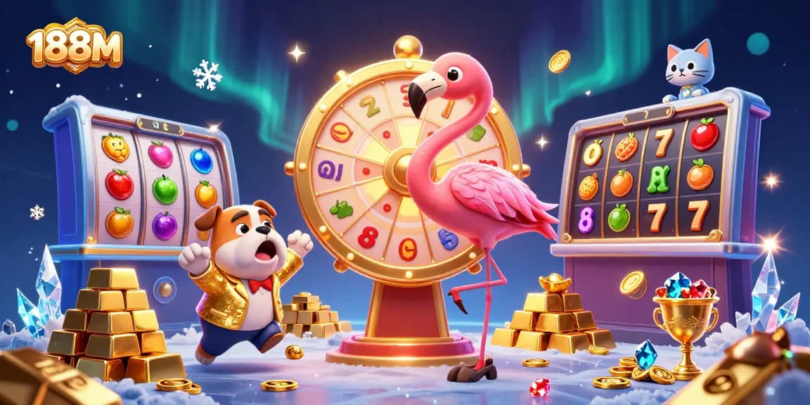 Experience the excitement of 188M with vibrant slots and rich prizes in this dynamic casino scene.