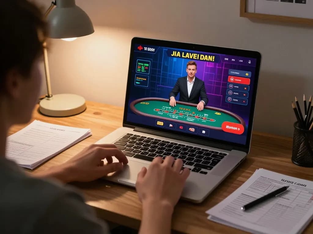 Play blackjack on fly88 with immersive live dealer experience in a cozy home office.