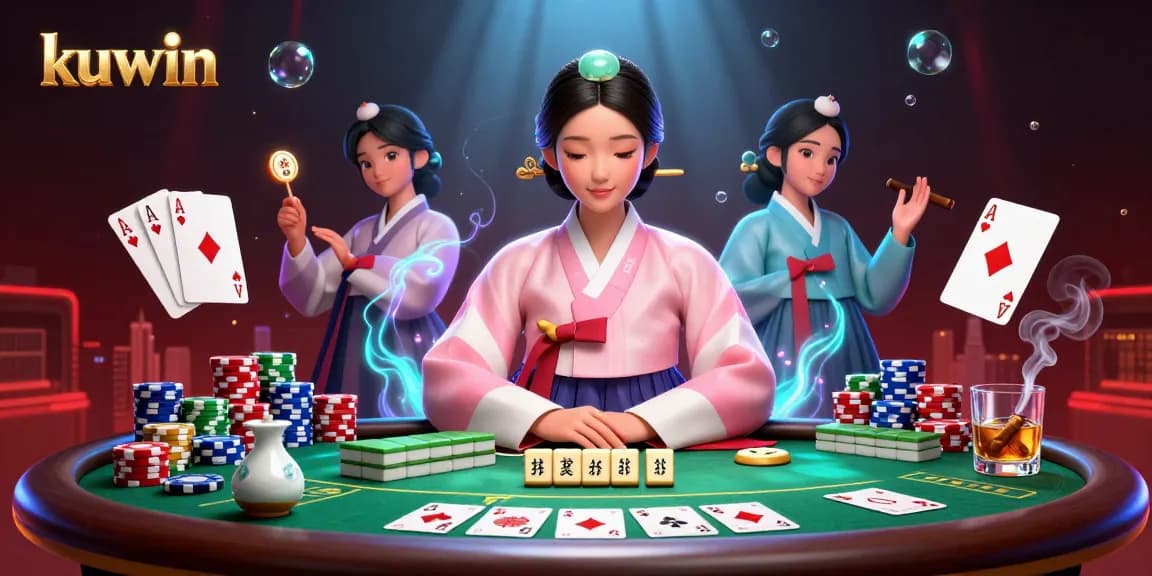 Kuwin invites gamers to explore dynamic poker settings with elegant Asian charm and vibrant gaming elements.