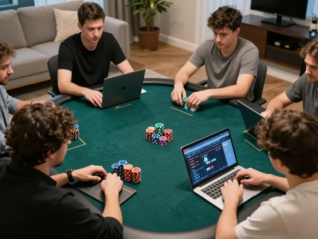 Miso88 players strategizing during online poker session while engaging with game interface