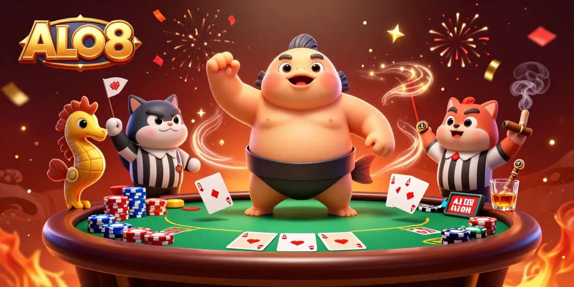 Experience thrilling gambling with ALO8’s vibrant casino scene featuring a dynamic underwater poker match.