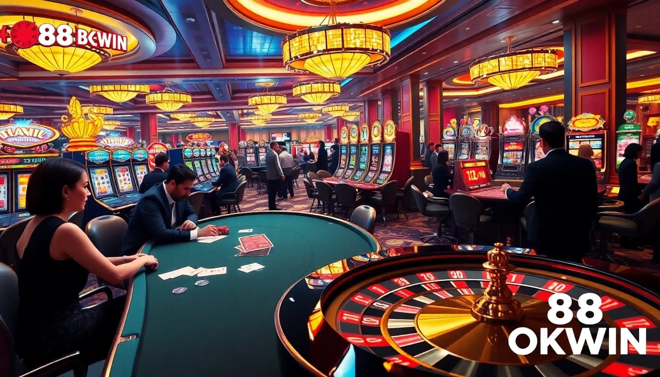 Engage in thrilling gambling experiences at https://88okwin.com/ with vibrant casino visuals and luxurious poker scenes.