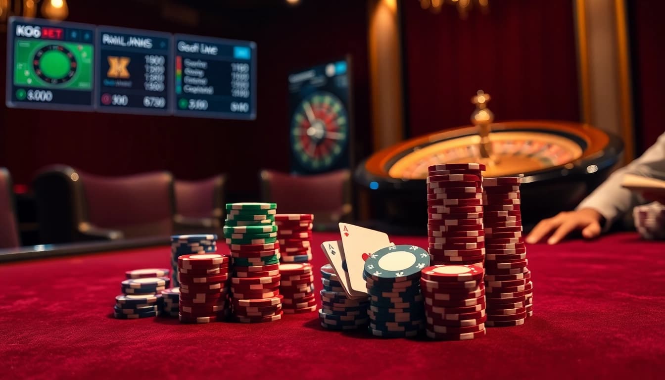 Trải nghiệm sự phấn khích của KO66 tại một bàn poker sôi động, thể hiện lối chơi hấp dẫn.