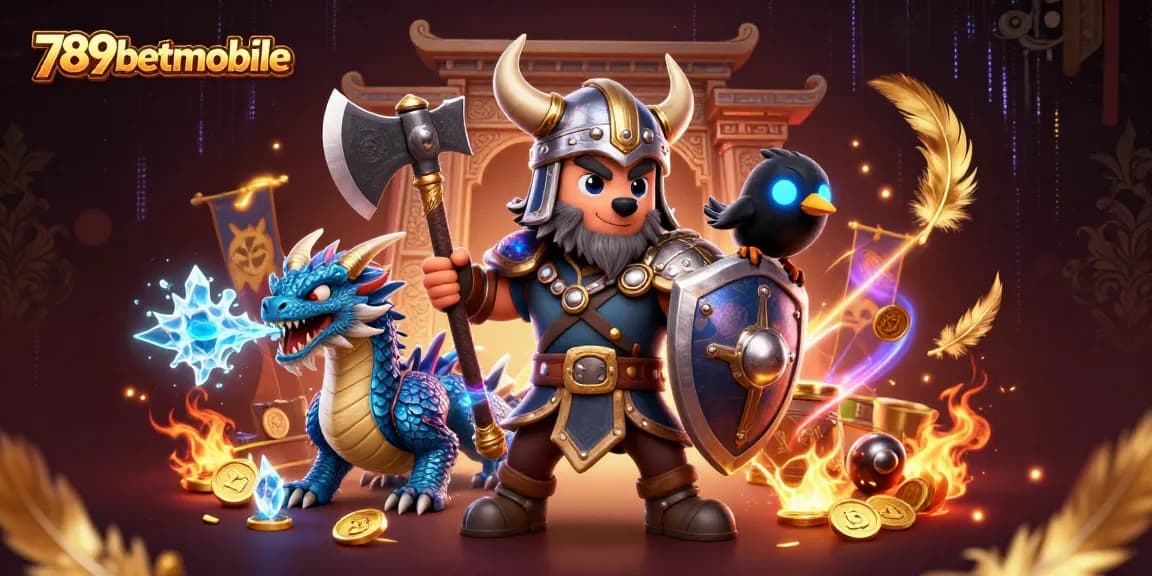 Engage with thrilling gaming adventures at 789betmobile in this vibrant 3D illustration.