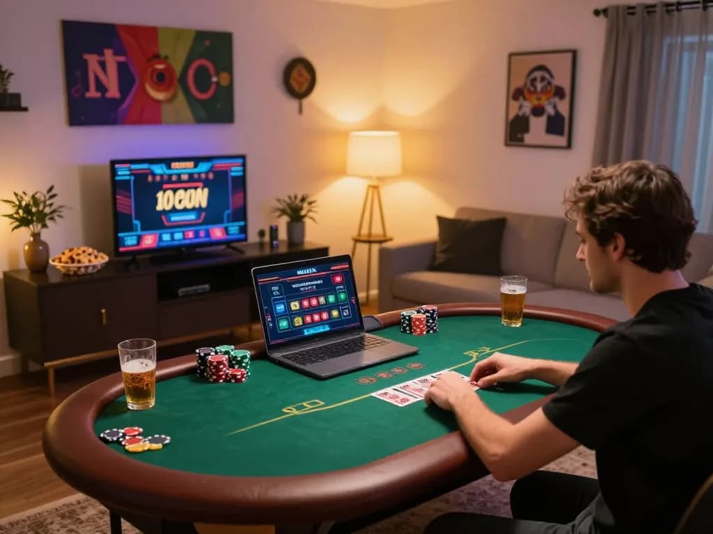 Player enjoying a thrilling online poker session with O8 HAIR theme, showcasing excitement and strategy.