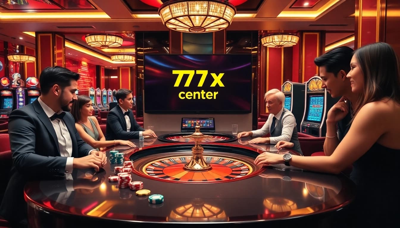 Exciting casino atmosphere at https://777x.center/ with players and vibrant gaming tables.