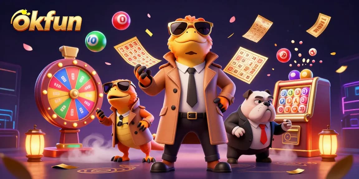 Experience the excitement of okfun with animated raptors entering a VIP casino lounge.