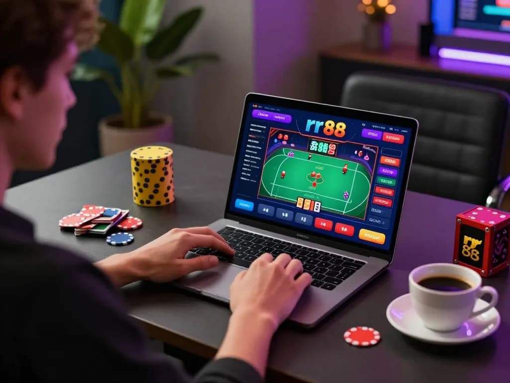 Engaging in online gaming at rr 88 casino app with vibrant interface and cozy atmosphere