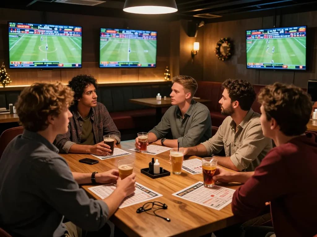 Enthusiastic bettors engaging in sports betting while analyzing ty le keo nha cai odds for upcoming matches.