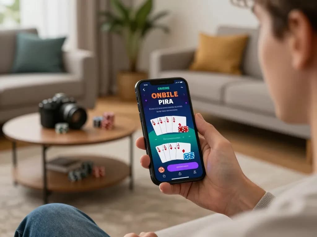 Player utilizing a smartphone for poker while managing a forgot password scenario in a cozy home, emphasizing security.