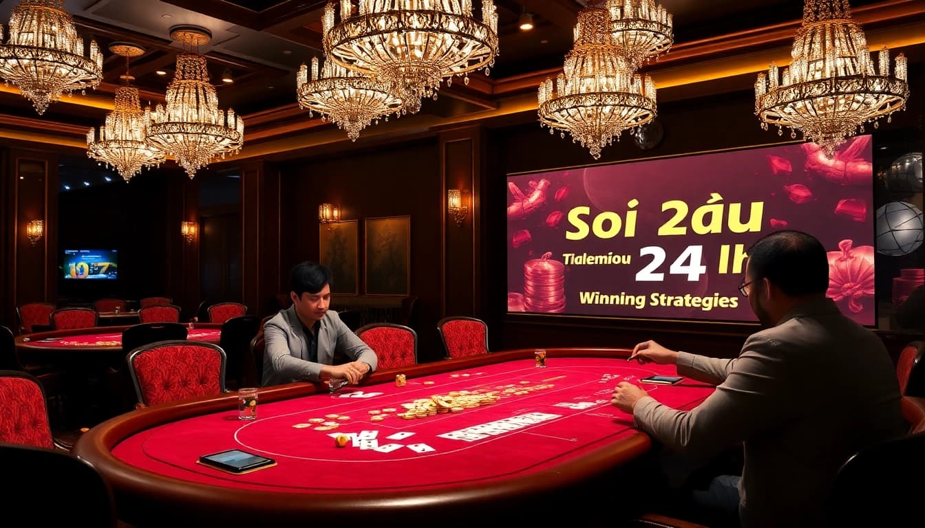 Soi cầu 24h scene with players enjoying a luxurious casino experience at a game table.