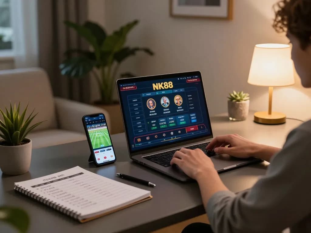 Engaging in NK88 online casino games from the comfort of home with a sleek setup