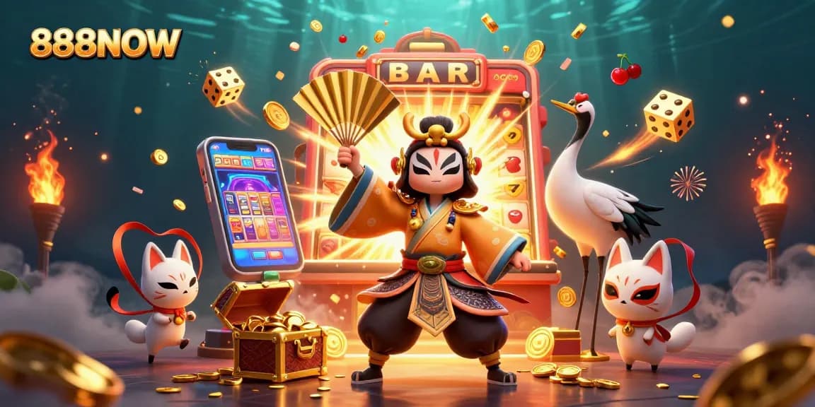 Experience the thrill of gaming with 888NOW featuring a dynamic casino scene filled with excitement.