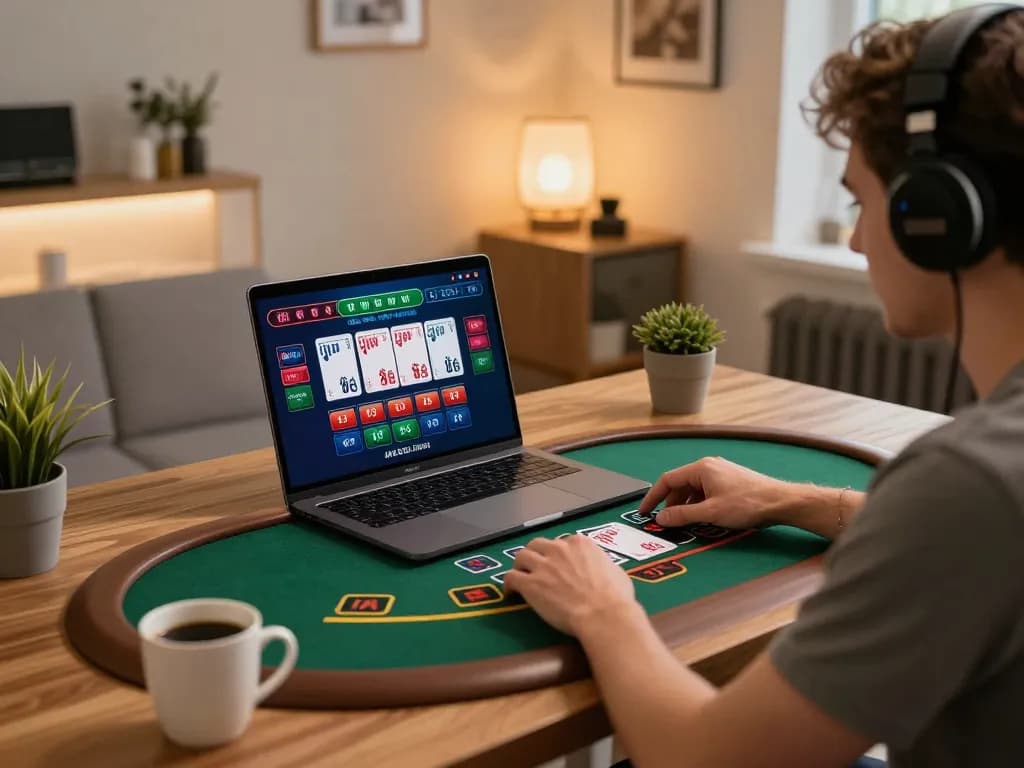 lc88 player enjoying live dealer blackjack at home with engaging gameplay interface