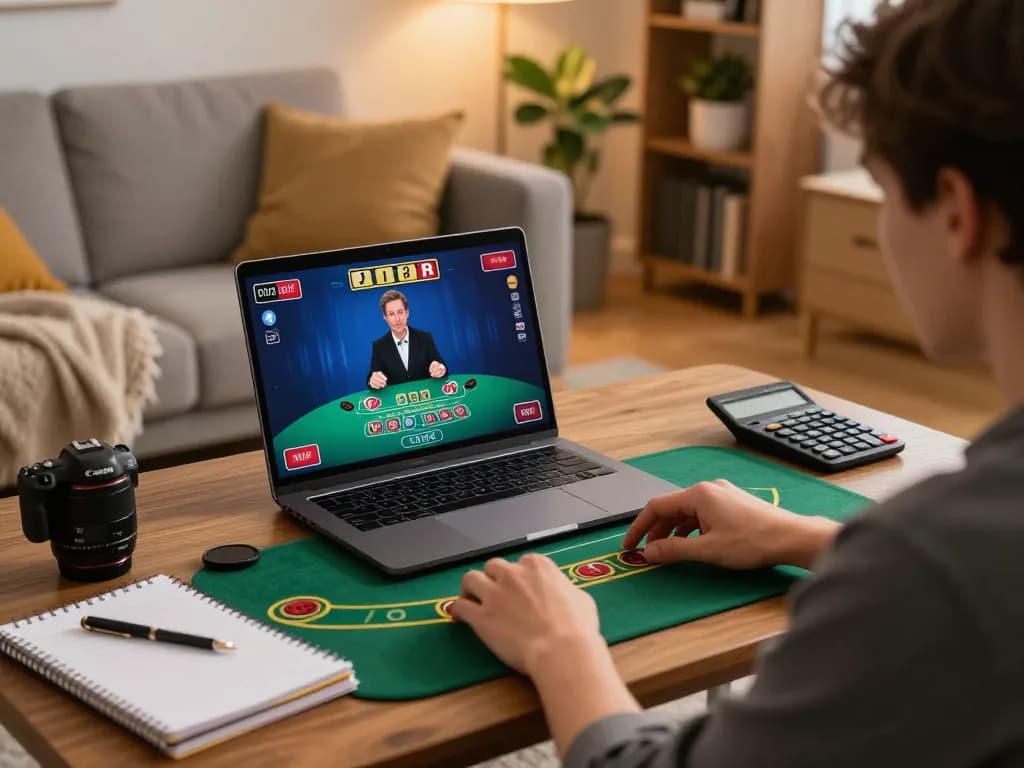 Player testing strategies for blackjack online at man88 in a cozy home setting.