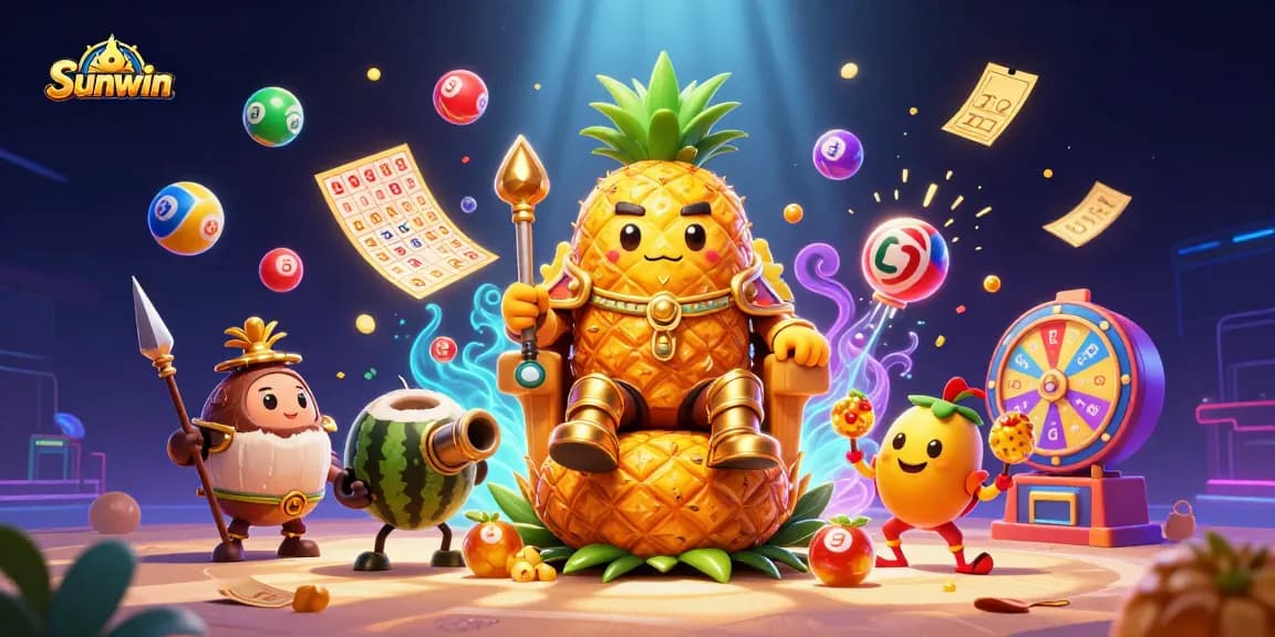Sunwin casino scene featuring vibrant characters and dynamic gaming elements in a lively atmosphere.