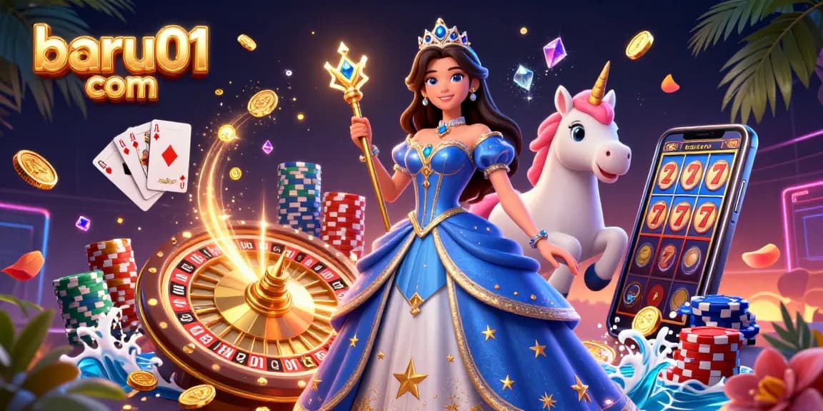 Rasakan keajaiban perjudian di baru01 com dengan ilustrasi 3D menarik tentang elemen kasino dan karakter yang mempesona.
