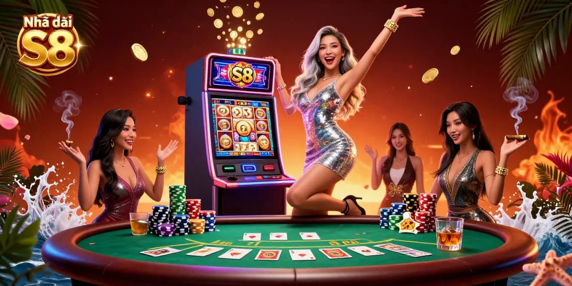 Experience the thrill of Nhà cái S8 with vibrant casino scenes, jackpot wins, and dynamic poker action.