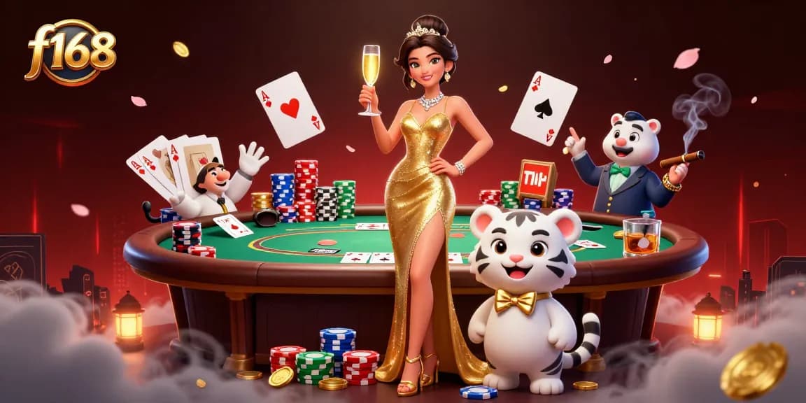 Join the thrilling action at f168 with glamorous characters and vibrant poker elements.