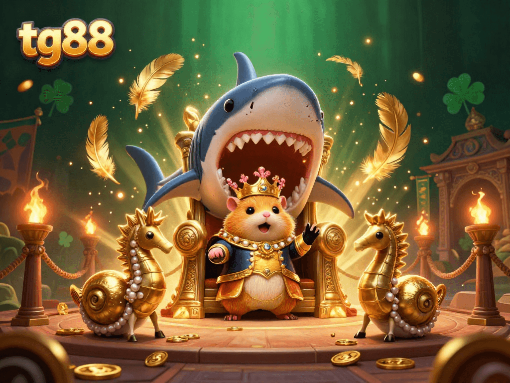 Experience thrilling gameplay at tg88, featuring a fierce hamster king and a royal gambling arena.