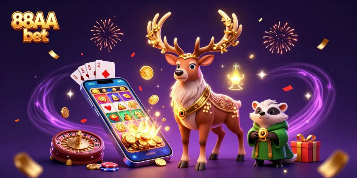Experience the excitement of 88AA bet with dynamic casino elements and vibrant characters.