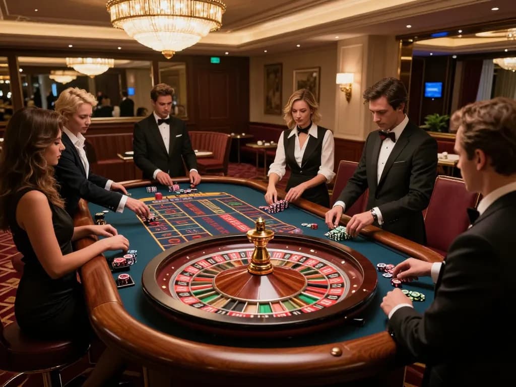 Players engaging at the exclusive roulette table at MM88's luxury casino venue
